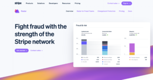 Screenshot of Stripe page for Stripe Radar